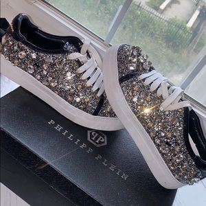 Size 40, Philipp Plein Platform Sneakers, Glittery